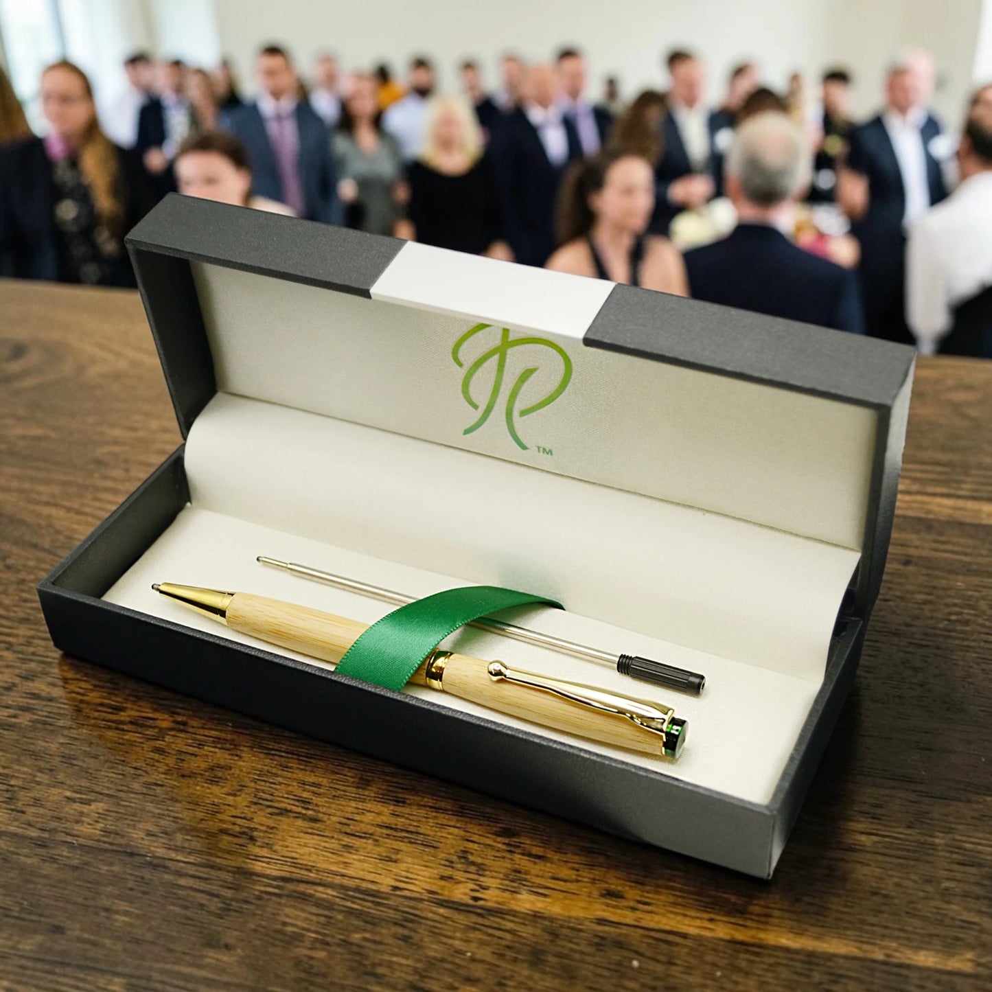 Handmade Emerald Ballpoint Pen in Bamboo Wood – Personalised Irish Wooden Pen Gift by Irish Pens