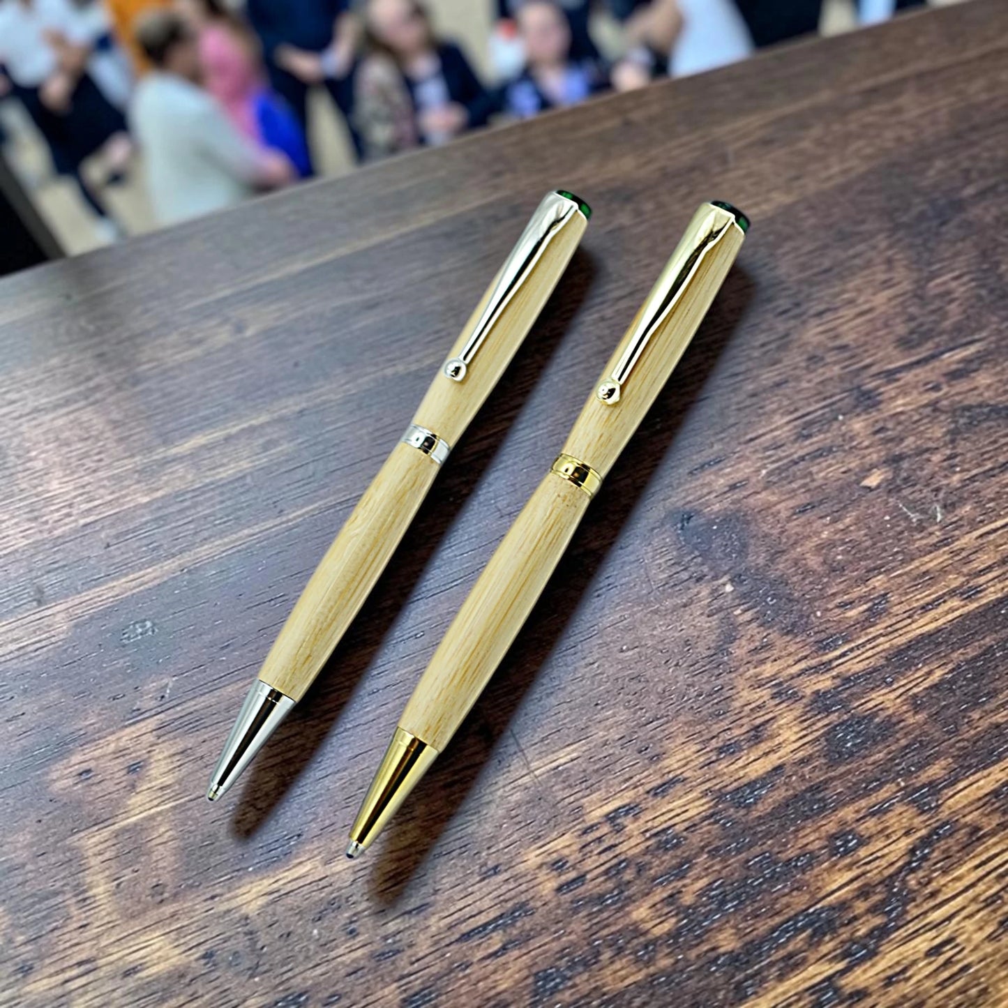 Handmade Emerald Ballpoint Pen in Bamboo Wood – Personalised Irish Wooden Pen Gift by Irish Pens