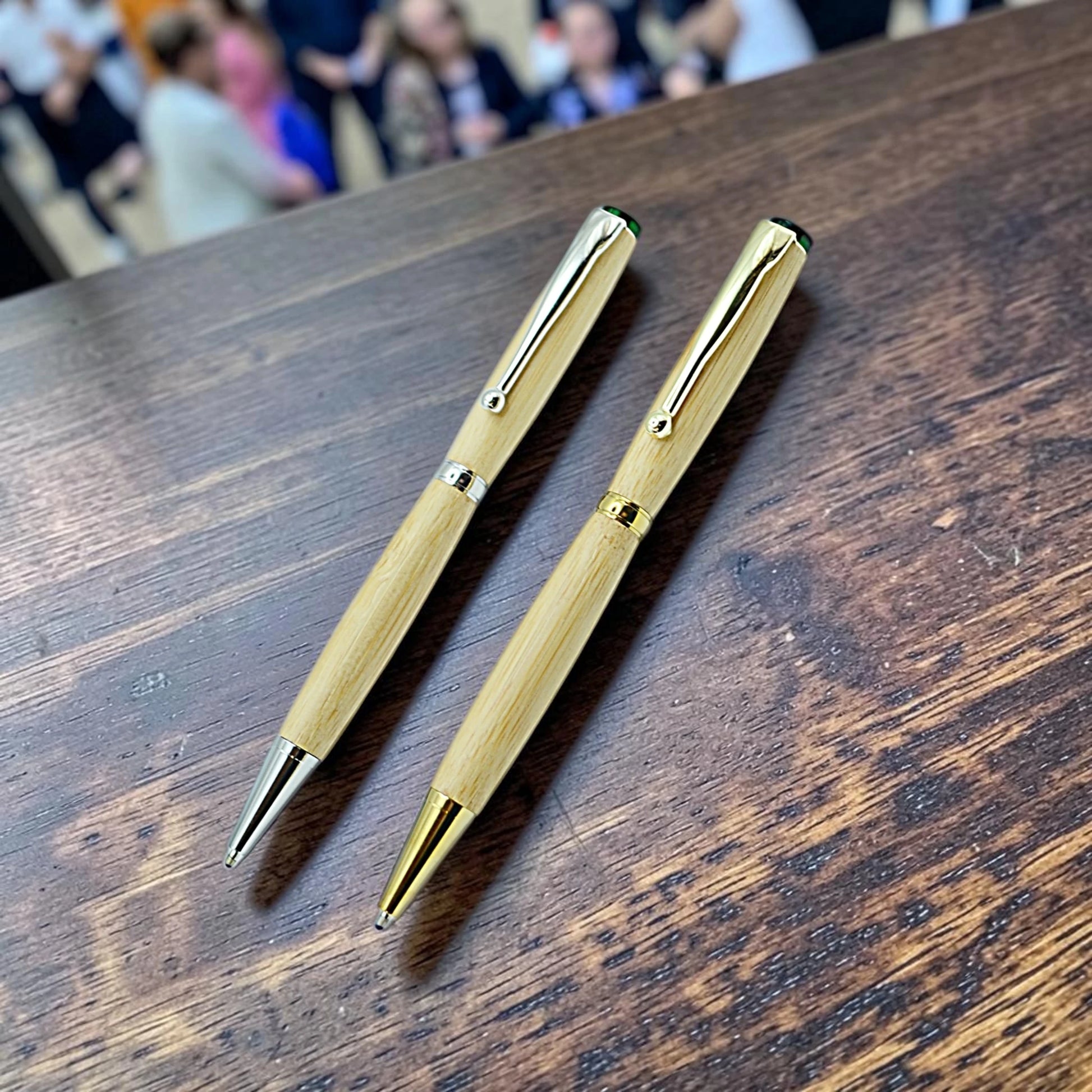 Handmade Emerald Ballpoint Pen in Bamboo Wood – Personalised Irish Wooden Pen Gift by Irish Pens