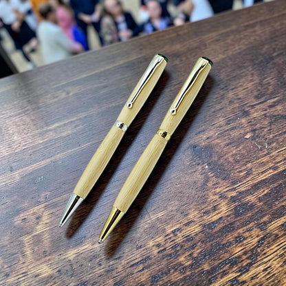 Handmade Emerald Ballpoint Pen in Bamboo Wood – Personalised Irish Wooden Pen Gift by Irish Pens