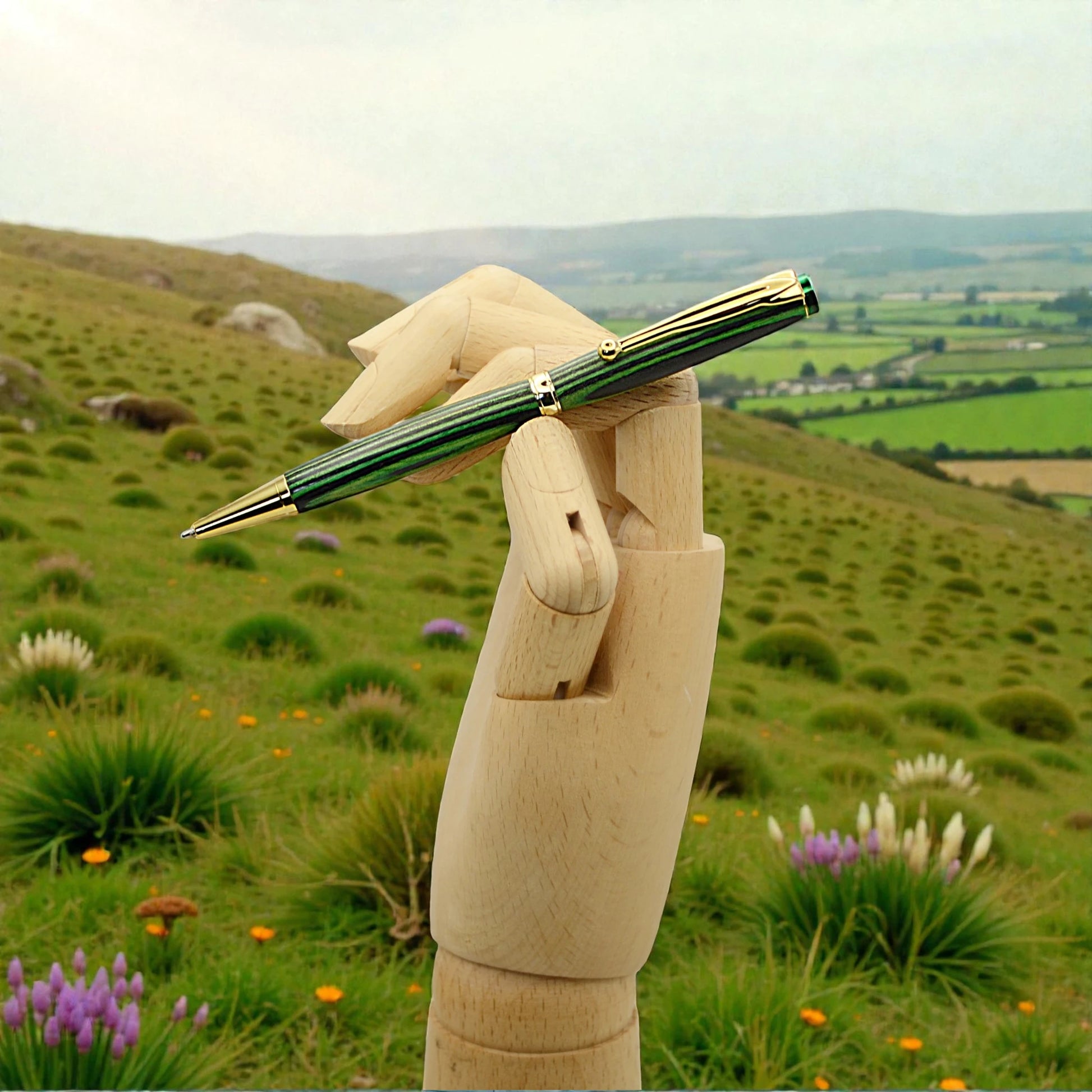 Handmade Emerald Ballpoint Pen in Forest Green – Luxury Irish Writing Pen Gift by Irish Pens