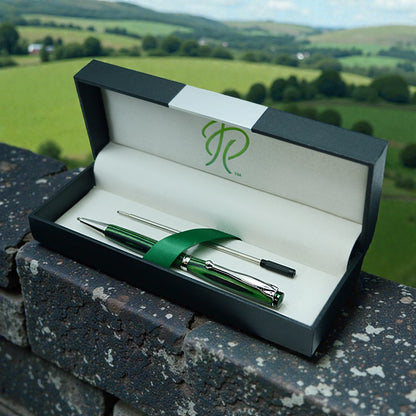 Handmade Emerald Ballpoint Pen in Forest Green – Luxury Irish Writing Pen Gift by Irish Pens