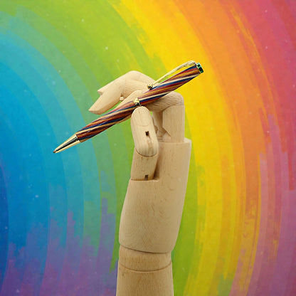 Handmade Emerald Ballpoint Pen in Rainbow Wood – Colourful Irish Wooden Writing Pen Gift by Irish Pens