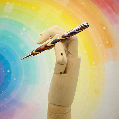 Handmade Emerald Ballpoint Pen in Rainbow Wood – Colourful Irish Wooden Writing Pen Gift by Irish Pens