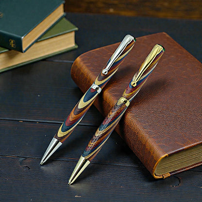 Handmade Emerald Ballpoint Pen in Rainbow Wood – Colourful Irish Wooden Writing Pen Gift by Irish Pens