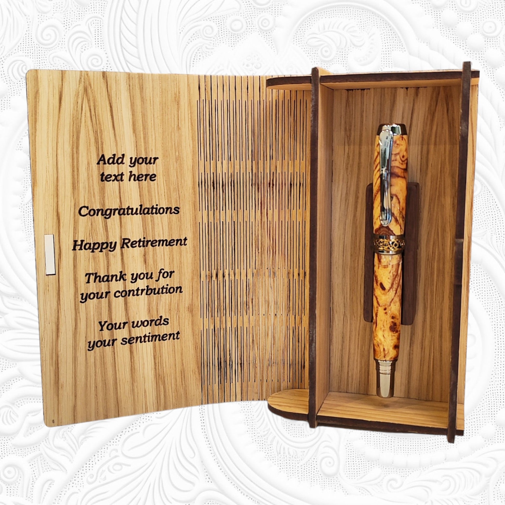 Wooden pen gift box inspired by the book of Kells by Irish Pens