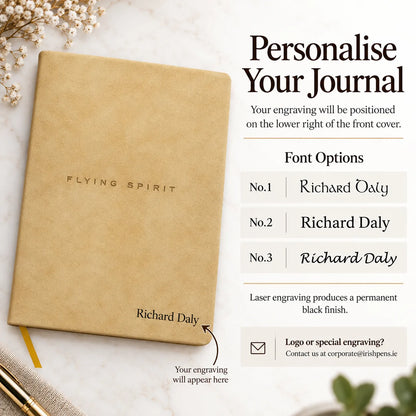 Genuine leather bound journal beige A5