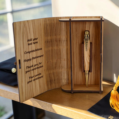 Cura Medical Pen in engraved oak finished presentation box inspired by the Book of Kells