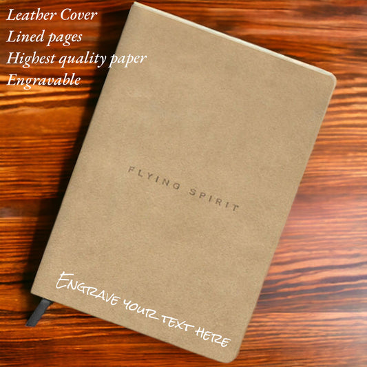 genuine leather bound journal beige Flying Spirit Lined A5