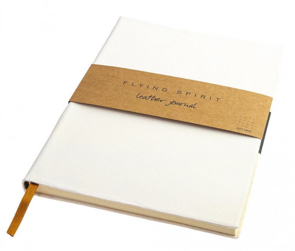 white leather journal Flying Spirit by irish pens