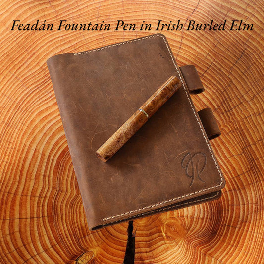 Feadán Fountain Pen handmade in Irish Burled Elm