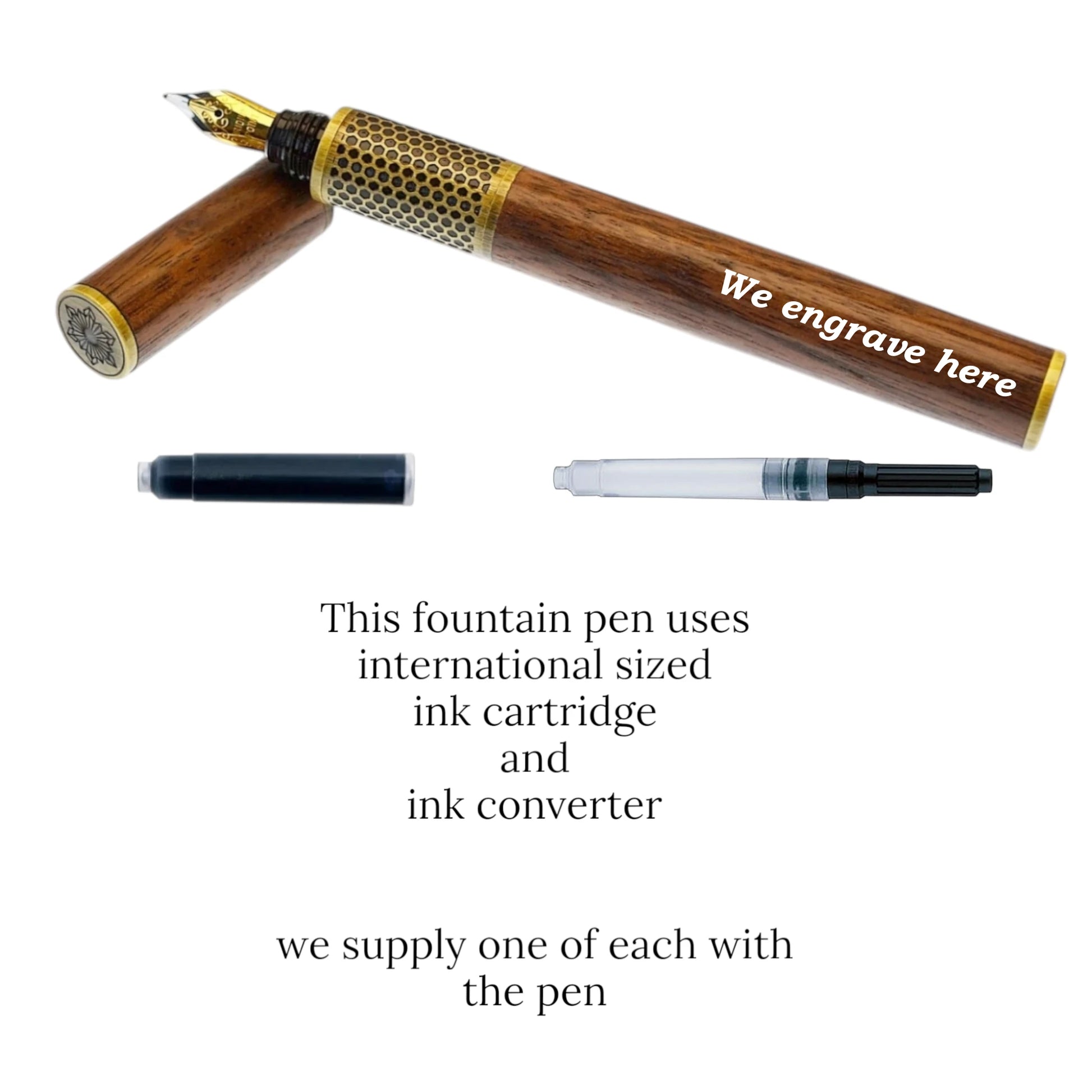 Luxurious dark brown Irish Walnut grain – Hive fountain pen handcrafted in Ireland