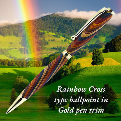 Cross type ballpoint refill Rainbow wood pen Gold