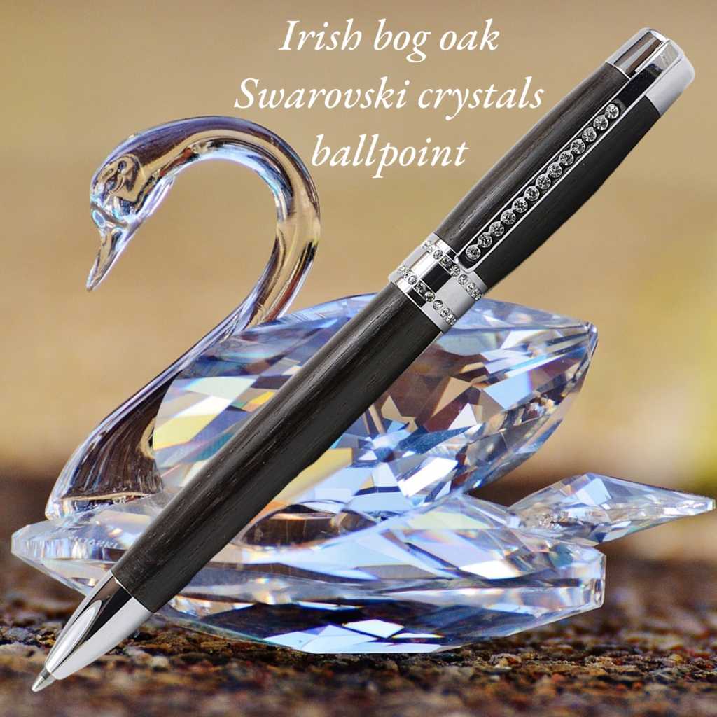 Swarovski crystal gift pen in Irish Bog Oak