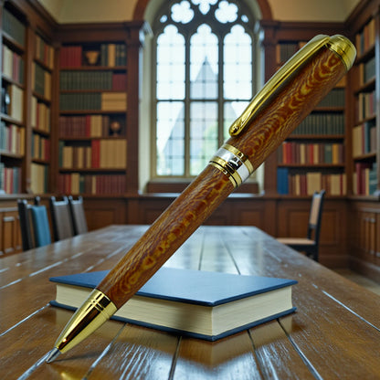 Woodland Ballpoint Pen in English Plane with Gold Titanium Trim