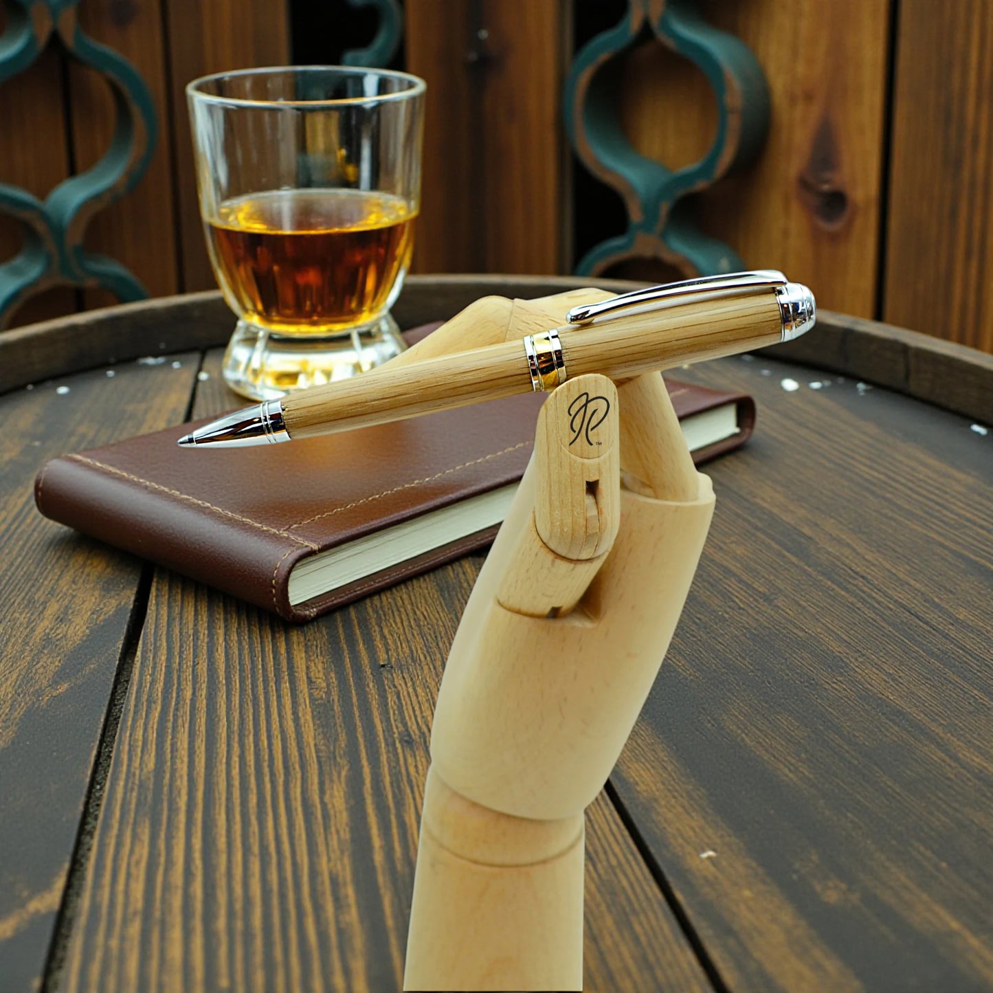 Woodland Ballpoint Pen in Irish Whiskey Oak with Rhodium Trim