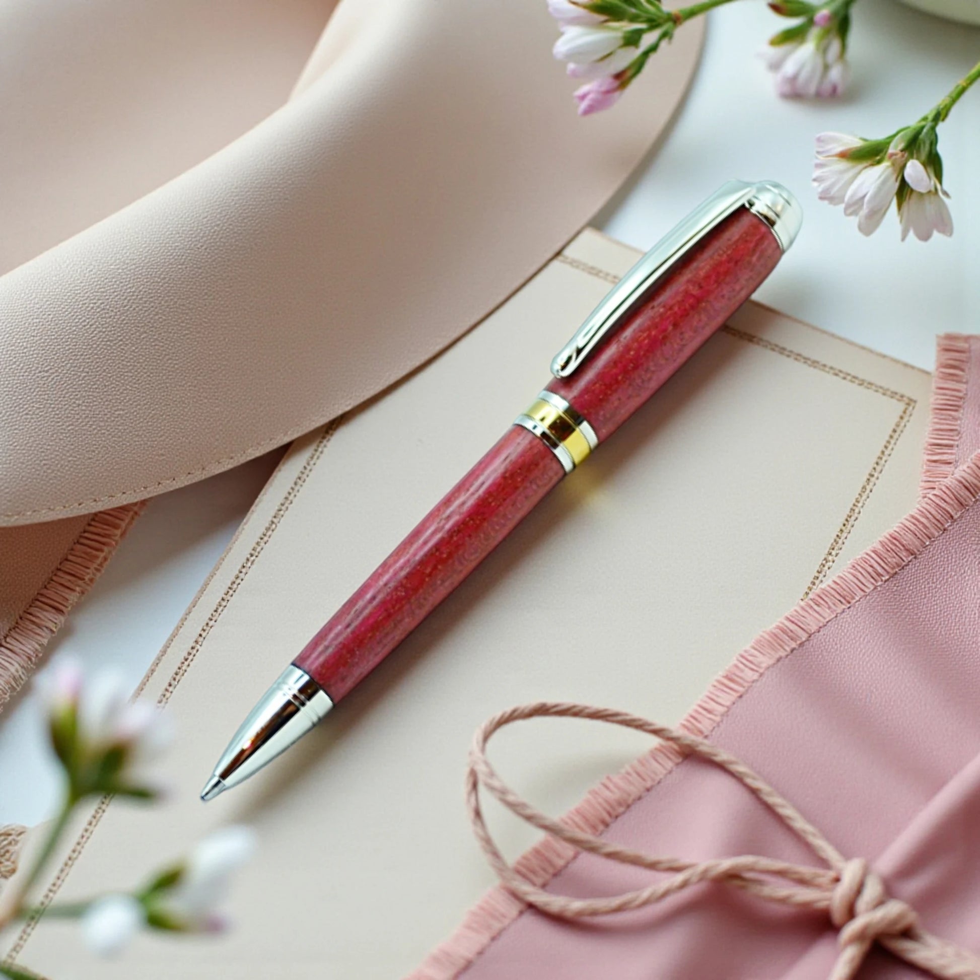 Woodland Ballpoint Pen in Purpleheart with Rhodium Trim