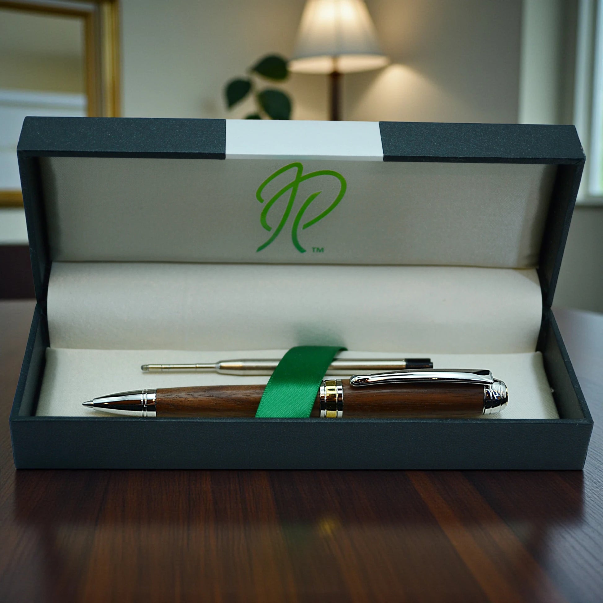 Woodland ballpoint pen handmade from Irish Walnut with Rhodium trim by Irish Pens