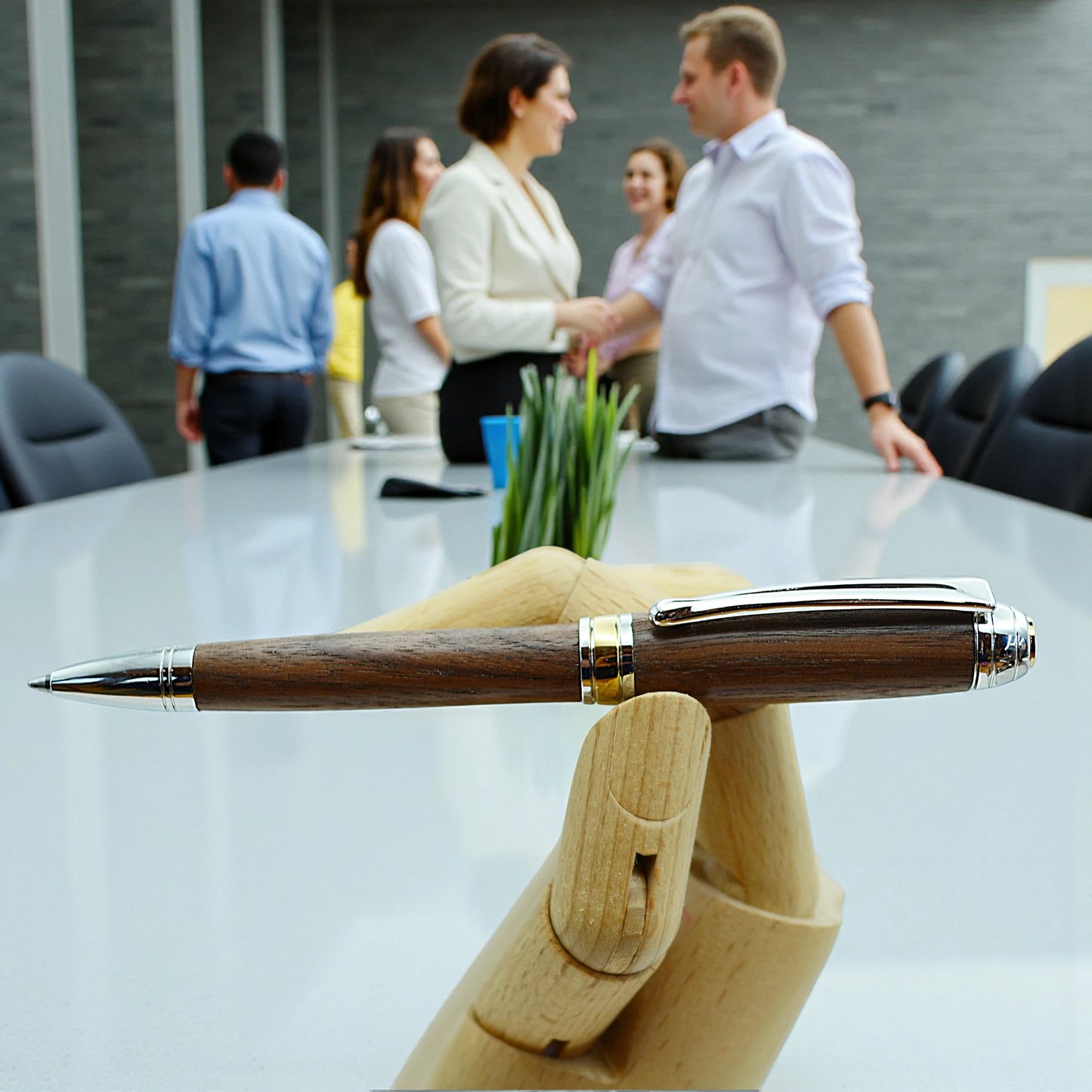Woodland ballpoint pen handmade from Irish Walnut with Rhodium trim by Irish Pens