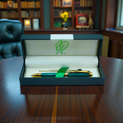 Luxury Emerald Green Ballpoint Pen with Gold Titanium Finish