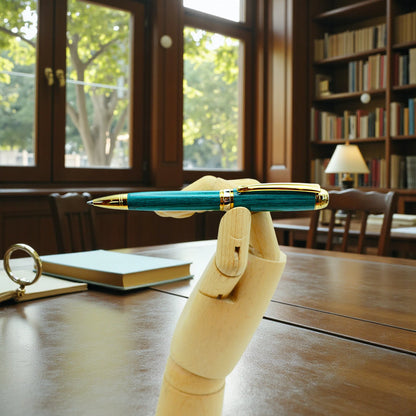 Woodland Ballpoint Pen in Emerald Green with Gold Titanium Trim