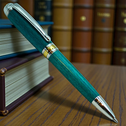 Woodland Ballpoint Pen in Emerald Green with Rhodium Trim