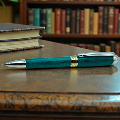 Handcrafted Emerald Green Wooden Ballpoint Pen by Irish Pens