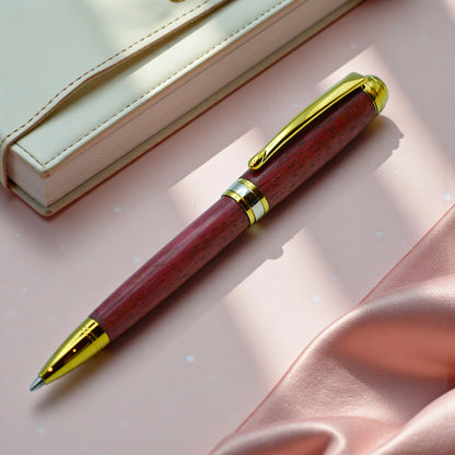 Woodland Ballpoint Pen in Purpleheart with Gold Titanium Trim