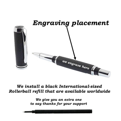 Handmade Irish Bog Oak Rollerball Pen with Gold Trim – Luxury Irish Gift

