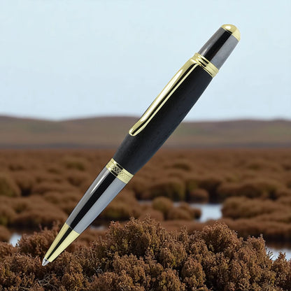 Writing with Irish Bog Oak Sheelin ballpoint pen – smooth luxury pen