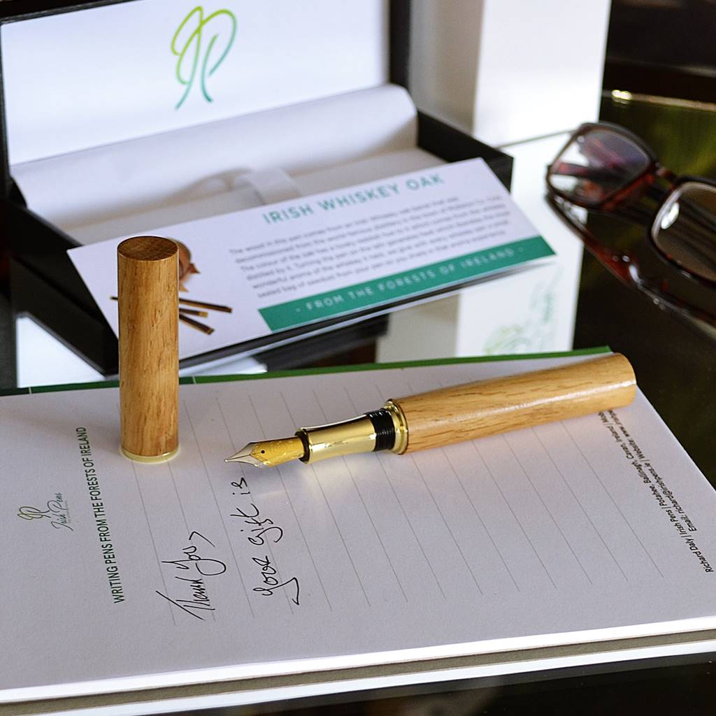 Jameson whiskey wood fountain pen handmade in Ireland by Irish Pens