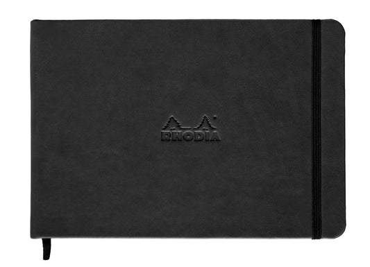 Rhodia web notebook Black Italian leather imitation cover ruled lines Landscape