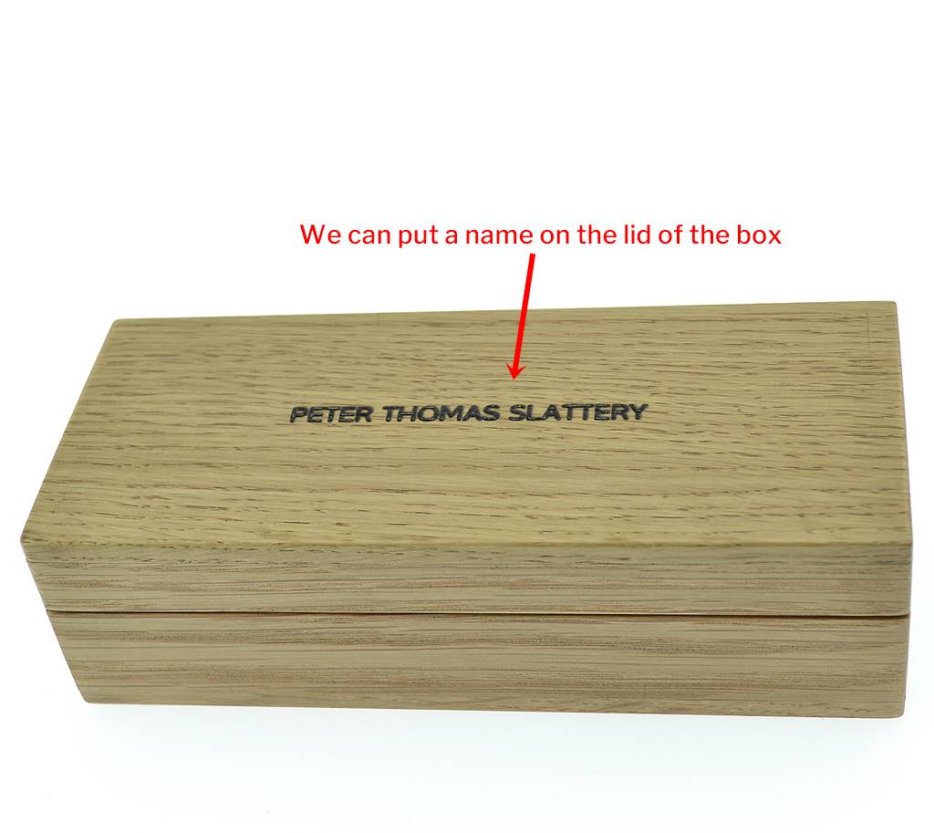 Pen box engraved and handmade in Irish Oak bespoke box for your pen gift made in county Cavan by Irish Pens