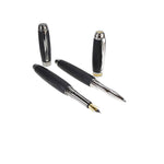 Writing gift set in bog oak Eclipse fountain pen and Rhodium rollerball pen from Woodland range