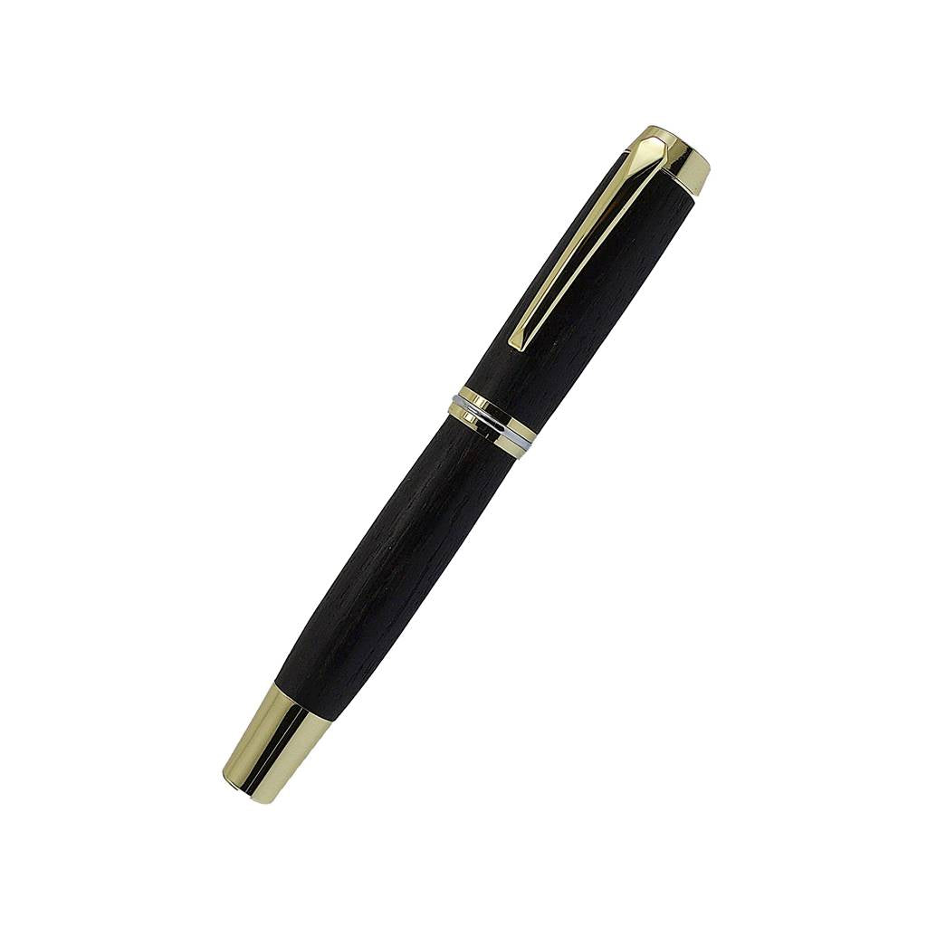 gold fountain pen in Irish bog oak handmade in Cavan by Irish Pens