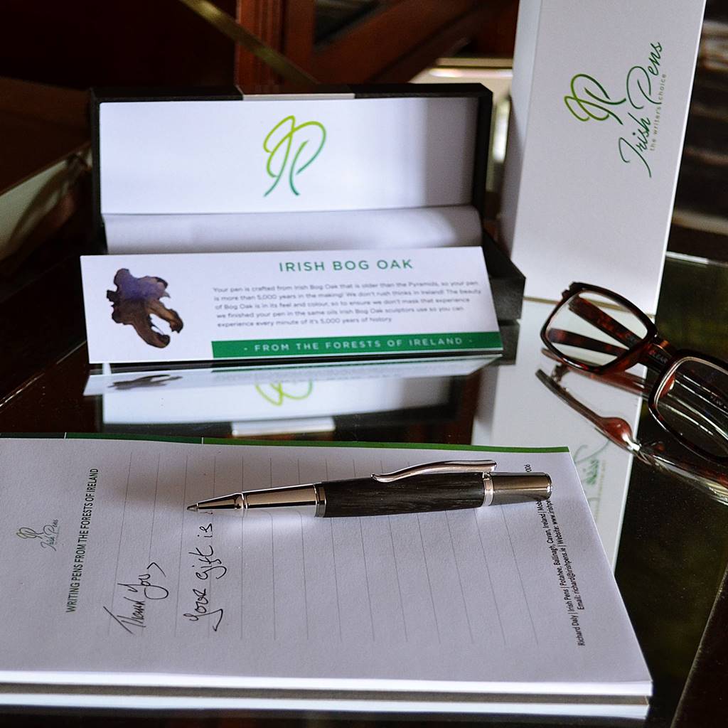 quality writing pen for lady and man Irish bog oak handmade in Ireland by Irish Pens