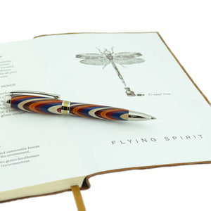 Rainbow twist pen from the Woodland range rhodium & gold titanium
