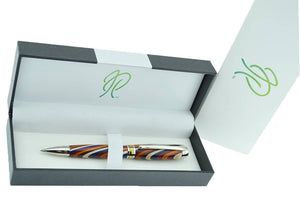 Rainbow twist pen from the Woodland range rhodium & gold titanium
