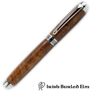 rhodium writing pen handmade i Irish burled elm in Ireland by Irish Pens 