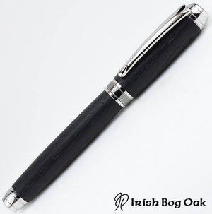 Fountain pen bog oak Bock nib dark night handmade writers gift ink lovers made in Ireland by Irish Pens