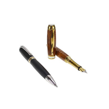 writers gift set of the highest quality Fountain pen and Ballpoint pen in very rare Irish hand turned woods by Irish Pens
