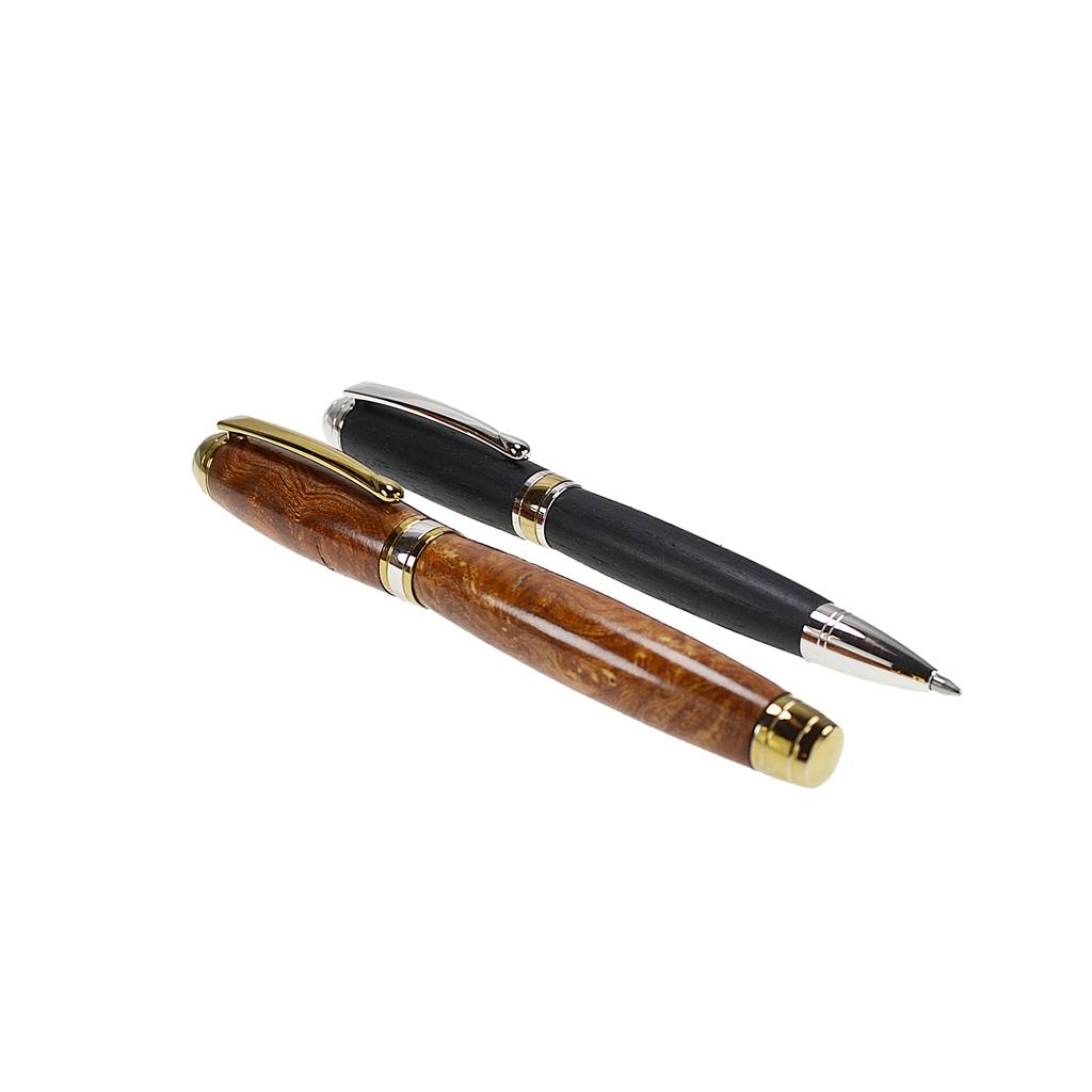 writers gift set of the highest quality Fountain pen and Ballpoint pen in very rare Irish hand turned woods by Irish Pens